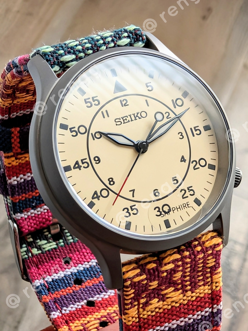 Titanium Seiko Cream Mod Field Watch "The Indigenous" 37.5mm Sapphire Crystal AR
